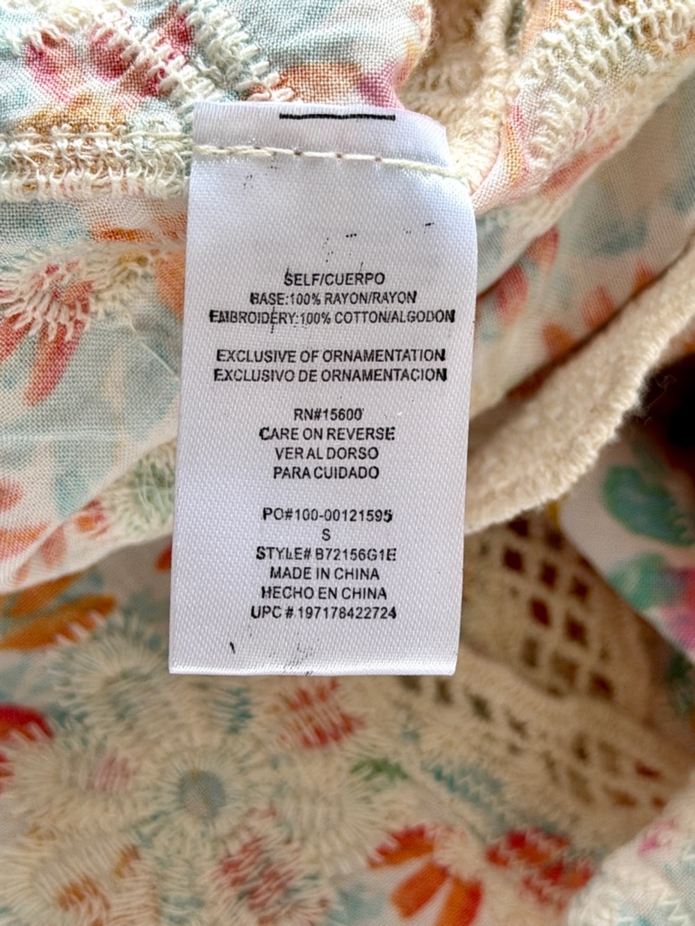 Democracy Floral Crochet-Trim Peasant Blouse in Pastel Multi - Picture 9 of 13